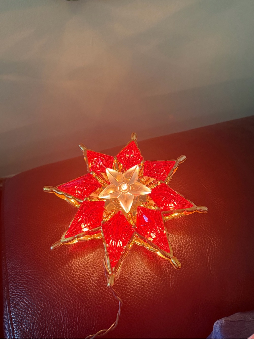 vintage 1993 Bob Ho lighted star tree topper Red Star